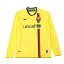 Camiseta retro de manga larga del Barcelona Away II 09/10 para hombre - Amarilla