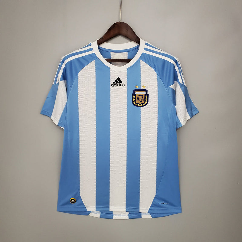 Camiseta retro de la selección argentina 2010 de Adidas para hombre - Azul y blanca