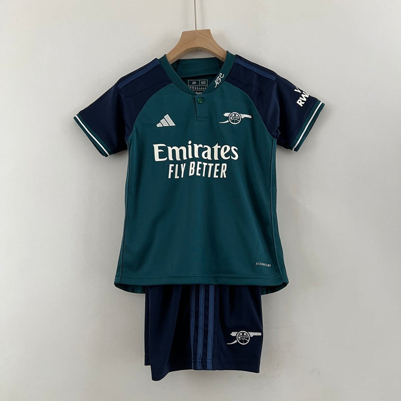 Camiseta y pantalón corto para niños del Arsenal Third III 23/24 - Verde
