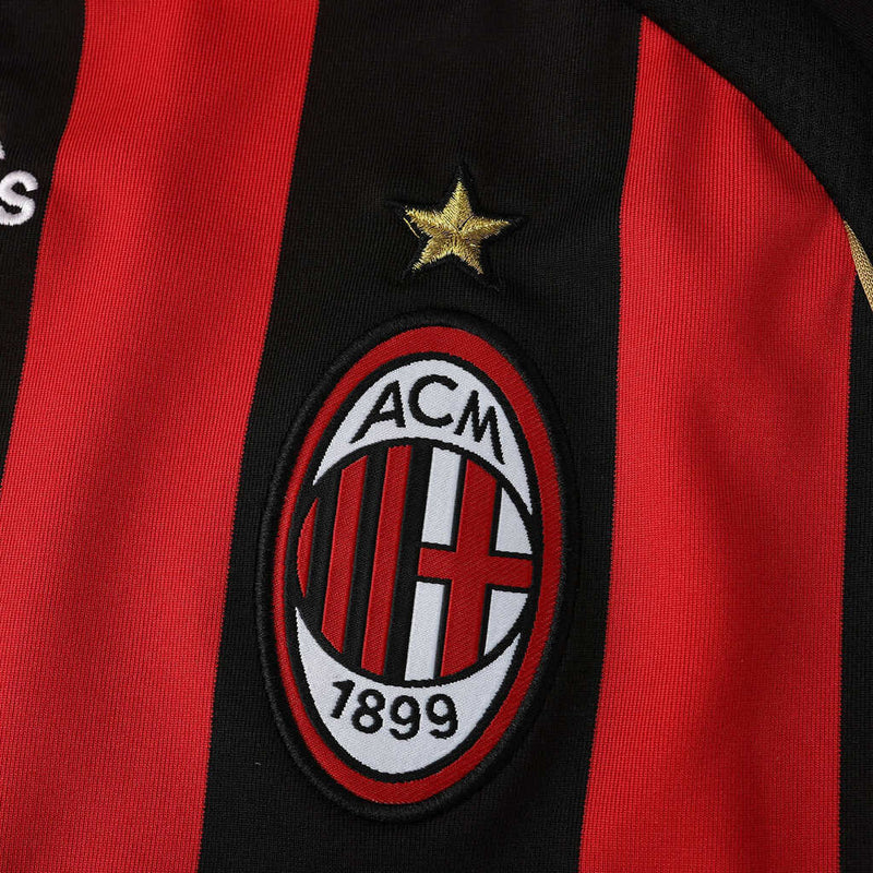 Camiseta retro de manga larga para aficionado del Milan Home I 06/07 de Adidas para hombre - Negro y rojo