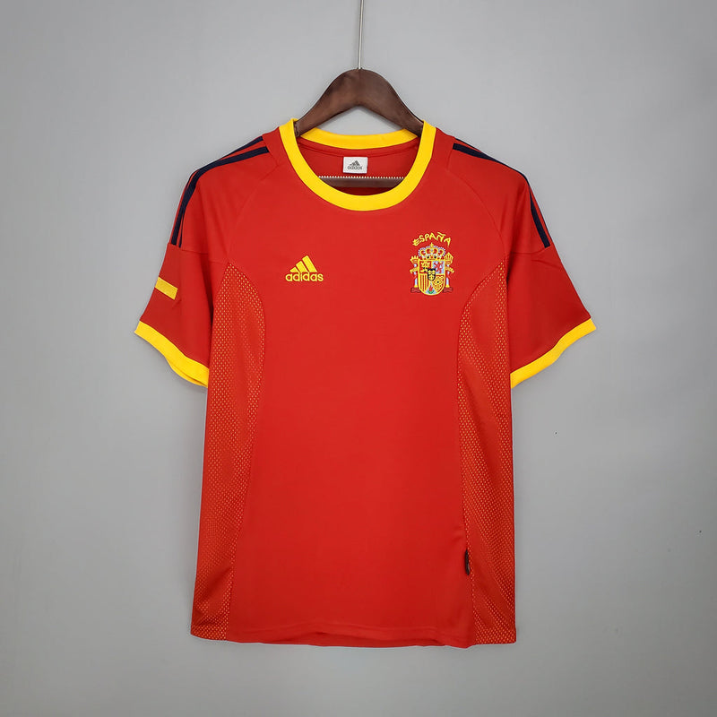 Camiseta retro de aficionado de la selección española 2002 (hombre) - Roja