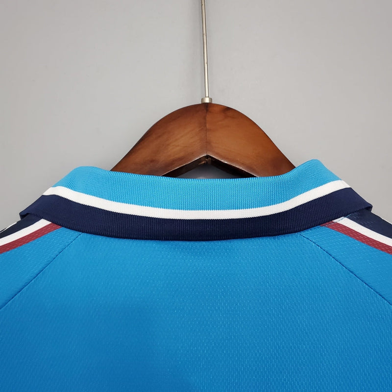 Camiseta retro de aficionado del Manchester City (local, temporada 97/99) para hombre, azul