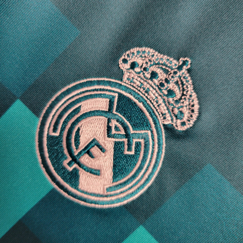 Camiseta retro de manga larga Adidas Real Madrid Away II 17/18 para hombre - Azul