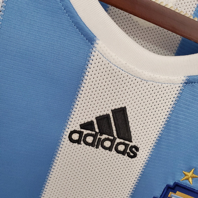 Camiseta retro de la selección argentina 2010 de Adidas para hombre - Azul y blanca