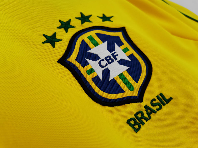 Camiseta retro de la selección brasileña - Camiseta de manga larga de Brasil 1998 para hombre - Amarilla