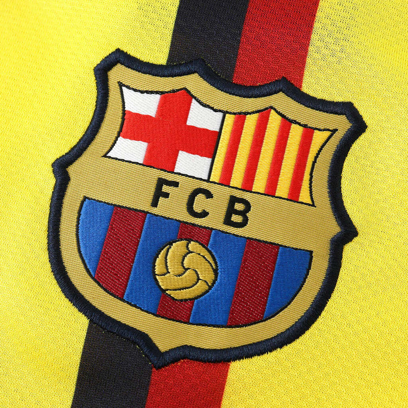 Camiseta retro de manga larga del Barcelona Away II 09/10 para hombre - Amarilla
