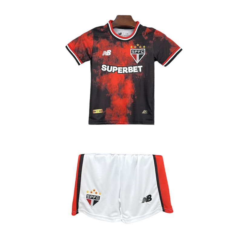 Camiseta + pantalón corto São Paulo Terceira Tercera III 24/25 Niño Rojo
